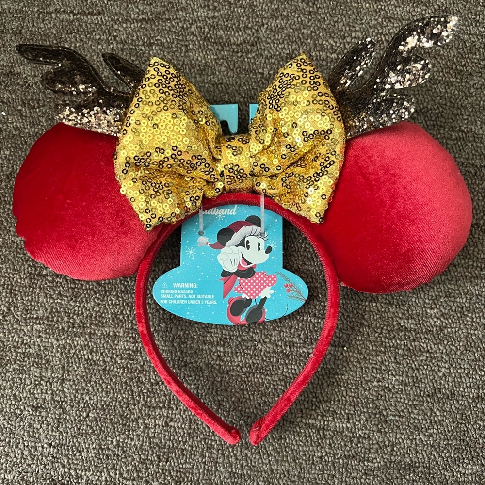 Disney Minnie Mouse holiday ears NWT